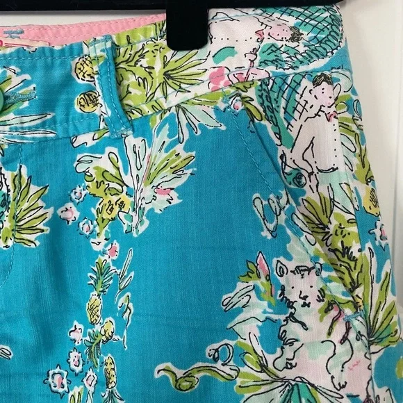 Lilly Pulitzer Vintage Originals Blue Jungle Chinos, Size 2 - Picture 6 of 8
